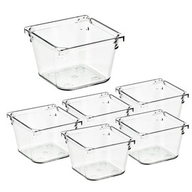 Ravinte 6 Pack Drawer Organizer - 3" X 3" Plastic Storage Bins, Acrylic Organizers with Non-Slip Pads Clear Desk Storage Tray for Makeup, Jewelries, Kitchen Utensils, Bathroom and Office
