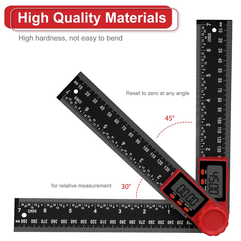 Aweohtle 2-in-1 Digital Protractor with LCD Display, Hold and Locking
