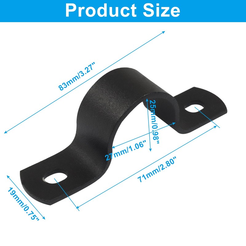 Zorfeter 12 Pack 1"/25mm Pipe Strap, Black U-Clamps Metal Clamps
