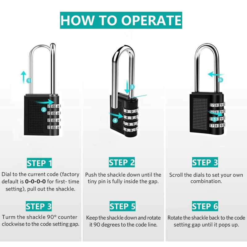 Padlocks with Code, 4 Digit Combination Padlock Ooutdoor, Weatherproof Heavy