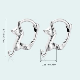 LEGENTLISUR Earrings Silver 925 Cat Earrings Hoop Earrings Silver Cat Stud Earrings Cat Jewellery Earrings Women's Silver for Women Girls, Sterling Silver, No Gemstone
