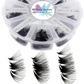 Ready-to-Use Fan Eyelash Extension, 20D, Pack of 500, 9-16 mm, 0.07 mm, D Curl, Ready Volume Eyelashes, Fans, Premade Volume Fans Russian Eyelash Extension (500-20D-0,07-D-9-16)