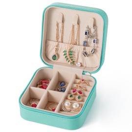 UJHAW Travel Jewelry Case, Jewelry Organizer Box, Jewelry Organizer Jewelry Travel Organizer Small Jewelry Organizer Ring Organizer Necklace Organizer Earring Organizer Box - Blue