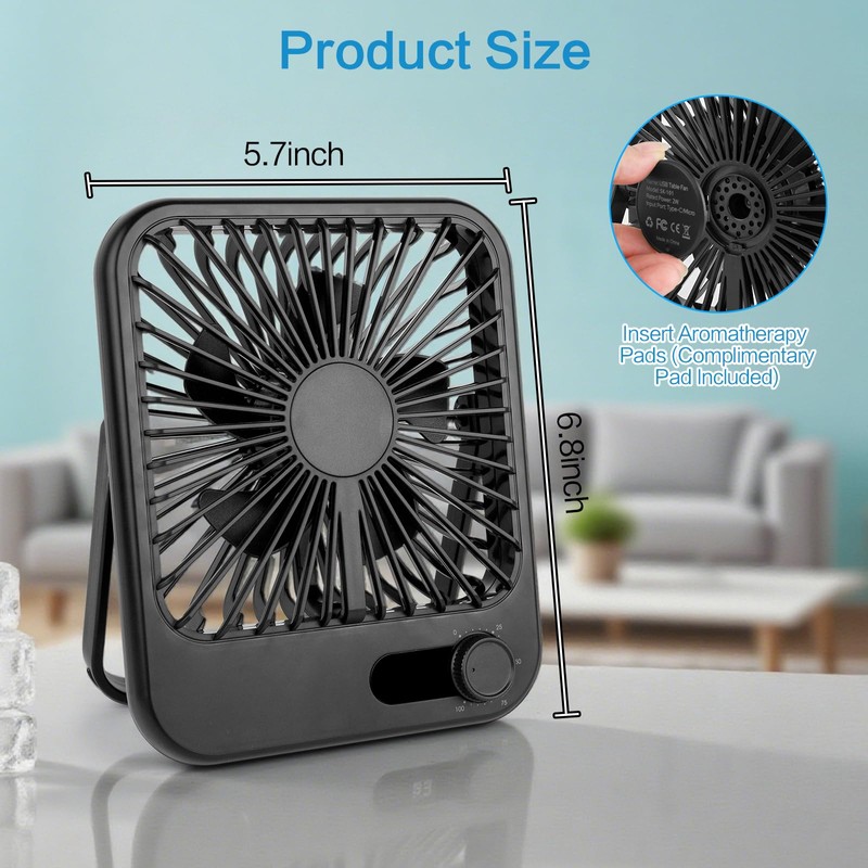 100-Speed Ultra-Quiet Desk Fan for Sleeping, 6.8" Rechargeable Portable Fan