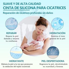 Cinta de silicona para eliminar cicatrices, reutilizable, lámina para cirugía, cesárea, abdomen, quemaduras, cicatrices faciales, queloides, acné (3 M x 2 Rollos)