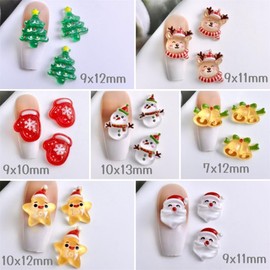 DUOLEIMI Nail Parts, Christmas Parts, 100 pcs, Santa Snowman, Nail Design, 3D Dimensional, Accessory Parts, Stars, Deer, Resin DIY Jewelry Parts