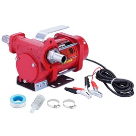 TOPWAY 12V DC Gasoline Fuel Pump 10GPM Self-priming Oil Transfer Pump With Handle, Overheat Protection, Explosion-Proof, Built-in Bypass, for Gasoline Fuel Diesel Kerosene Removal,Red