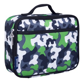 Wildkin Kids Insulated Lunch Box – Durable and Reusable for School & Travel - Green Camo