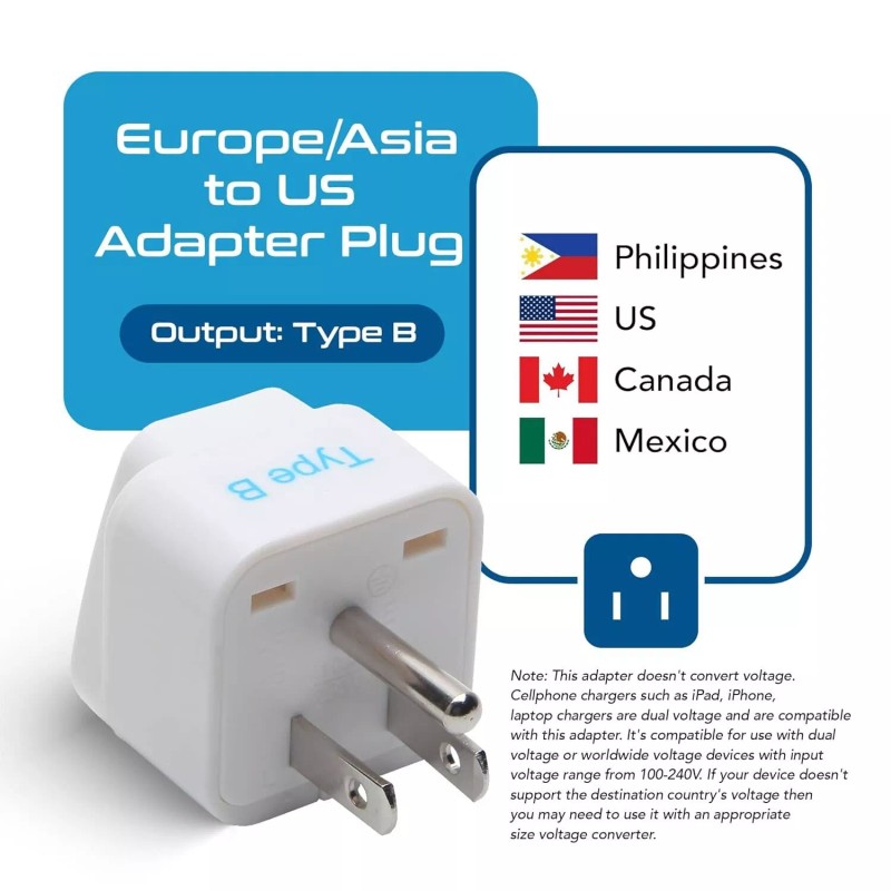 Ceptics USA, Canada Travel Plug Adapter Type B - 3