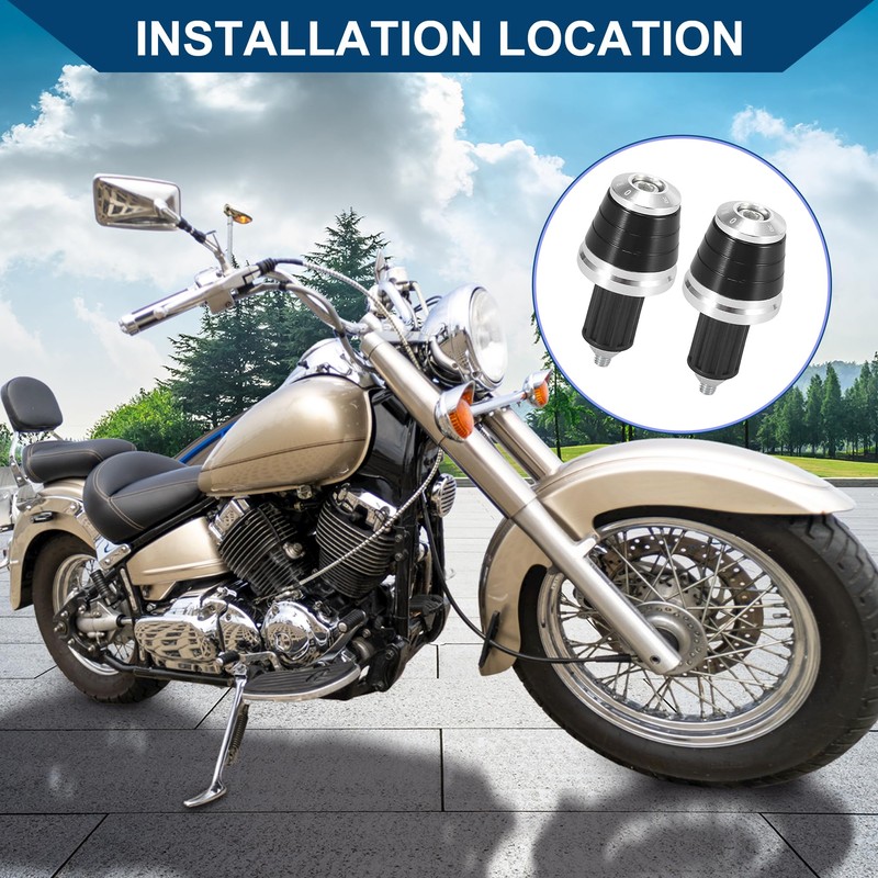 Hihaha Handlebar End Cover/for Motorcycle/Aluminum Alloy / 2Pcs Silver Tone