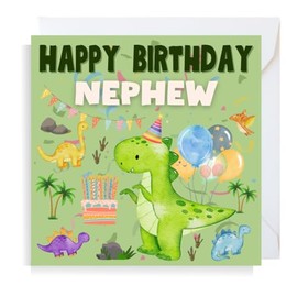 Second Ave Dinosaur Nephew Square Children's Kids Birthday Greeting Card for Boy