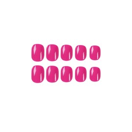 Short Press on Nails Square, Pink Red Fake Nails Artificial Acrylic False Nails Stick on Nails 24pcs Glue on Nails For Women