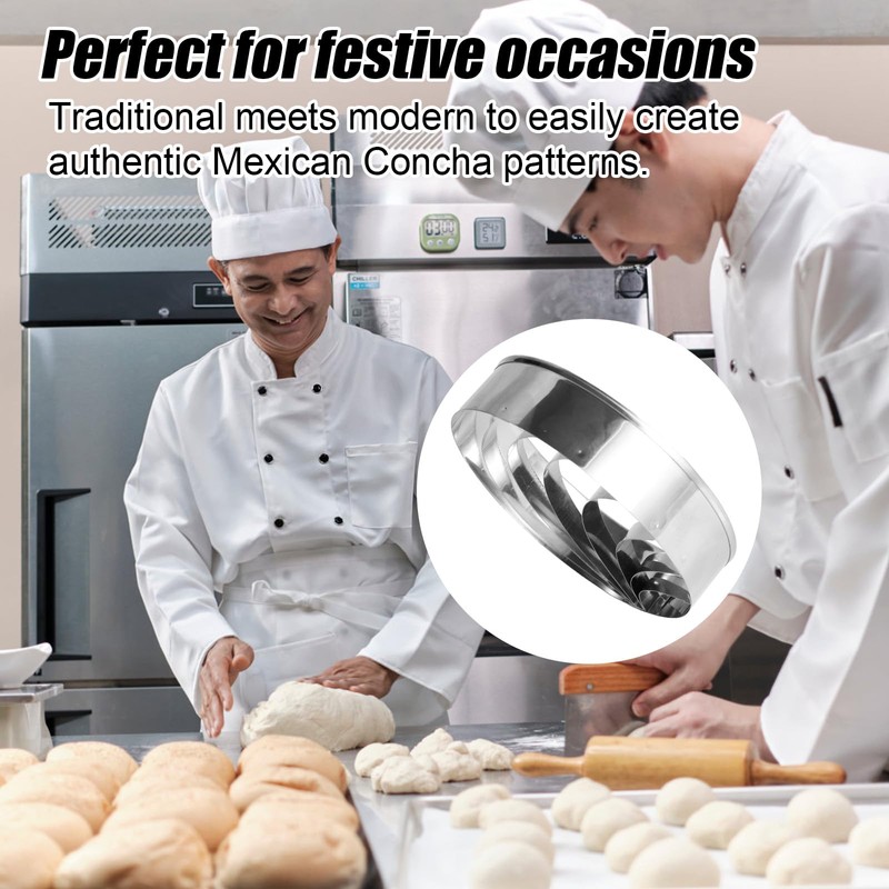 Tinoaly Concha Cutter, Stainless Steel Mexican Bread Mold Stamp, 4in/10.2cm