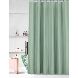Aquvel Waffle Shower Curtain Set, Heavy Duty Thick Fabric for Bathroom, Weighted & Wrinkle-Free Design, Classic Hotel Quality, 72x72 Inch, Machine Washable, Green