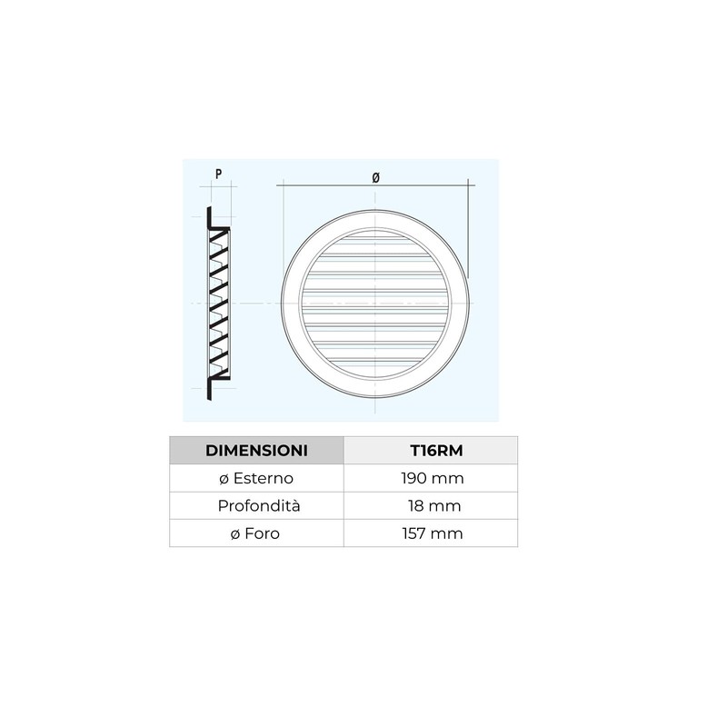 La Ventilazione T16RM Flush-Mounted Grille Round Plastic Brown Diameter 190