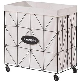 Mxfurhawa Collapsible Laundry Hamper with Wheels,Capacity and Removable Liner, Sturdy Metal Frame for Clothes Storage and Transport (110L-LX-Black)
