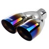 Upower Dual Exhaust Tips 2.5" Inch Inlet 3.5" Outlet 9.5" Length Vacuum Plating Blue Polished Stainless Steel 1.2mm Thickness Double Wall Slant 2.5" to 3.5" Exhaust Tailpipe
