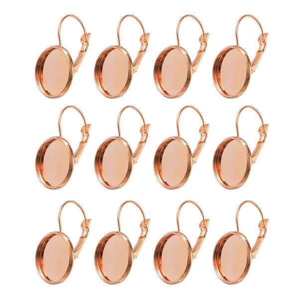 sourcing map 20Pcs Leverback Earring Hooks with Flat Round Tray,
