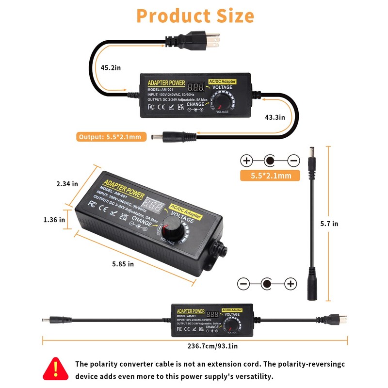 3V~24V 120W 5A Adjustable DC Power Supply AOYADAISU Universal Power