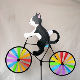 Animal Bicycle Wind Spinner for Garden Decoration – Playful Outdoor Windmill Accent in Black, Yellow or Random 2-Pack