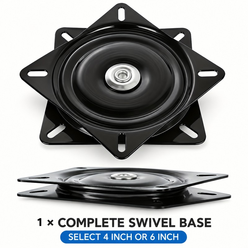2-Pack 360° Steel Chair Swivel Base Plates, 4-Inch & 6-Inch