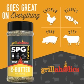 Grillaholics SPG Seasoning with Butter - Garlic Butter Steak Seasoning & BBQ Rub - Premium Salt Pepper Garlic All-Purpose Rub for Beef, Poultry, Pork & More - Made in the USA