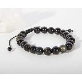 RICHARD-911 Pulsera Brazalete De Obsidiana Piedra Natural Ajustable Regalo Pareja Hombre Mujer Esclava
