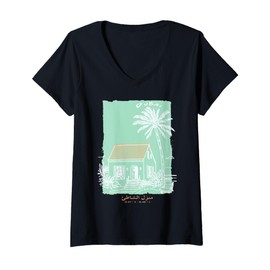 Womens Dubai UAE Souvenir Vintage Arabian Gulf Art V-Neck T-Shirt
