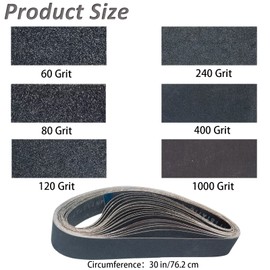 18 Pack 1-1/2 x 30 Inch Silicon Carbide Sanding Belts for Pipe Tube Polisher Sander- 60 80 120 240 400 1000 Grits Premium Sander Belt for Metal Stainless Steel Finishing (1-1/2" x 30")