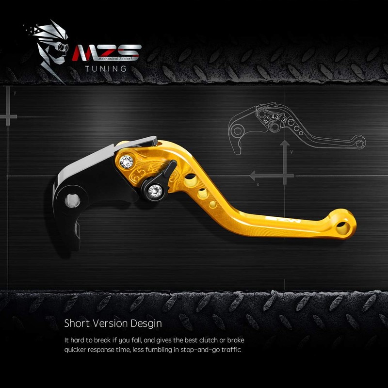 MZS Clutch Brake Levers Short Adjustable Round CNC Gold Compatible