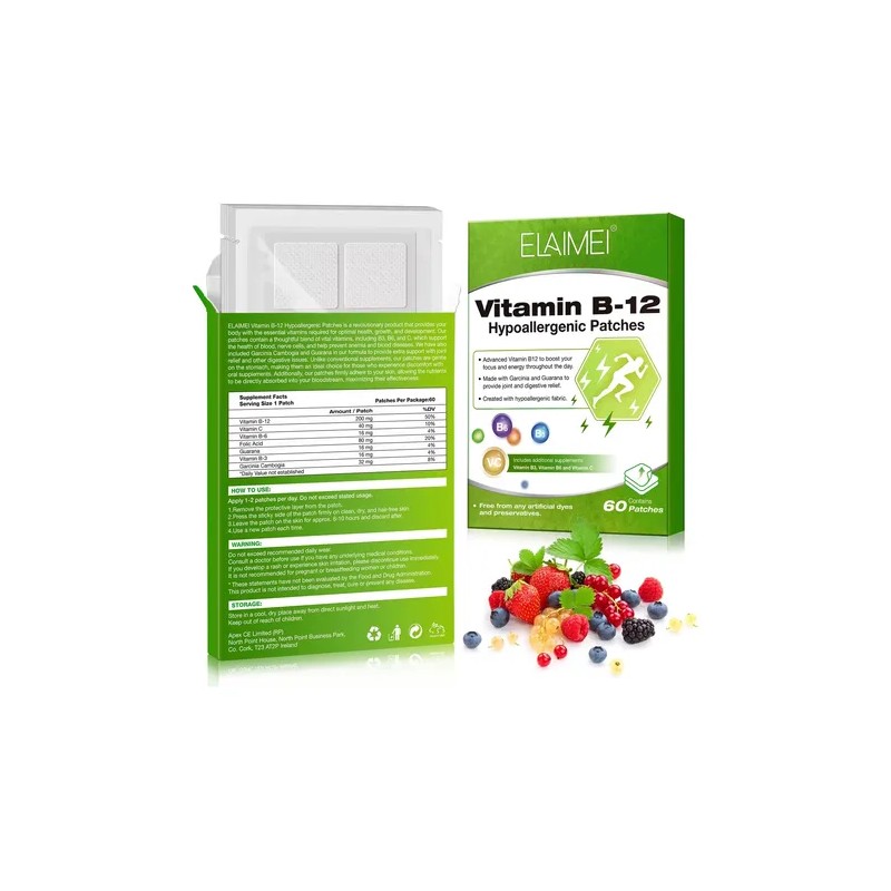 60 Parches Liberacion Prolongada Vitamina B-12 Revitaliza