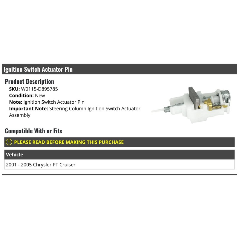 Steering Column Ignition Switch Actuator Pin Assembly - Compatible with
