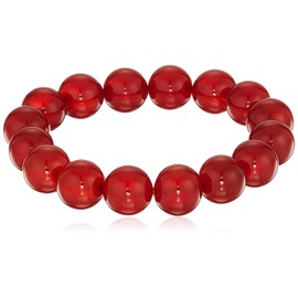 LTC Designs 12mm Smooth Round Red Agate (Carnelian) Stretch Bracelet, 7"