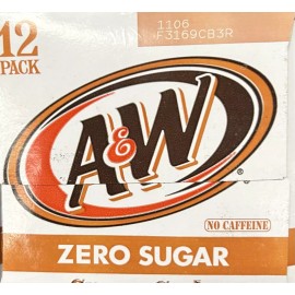 A&W Zero Sugar Cream Soda 12 Pack