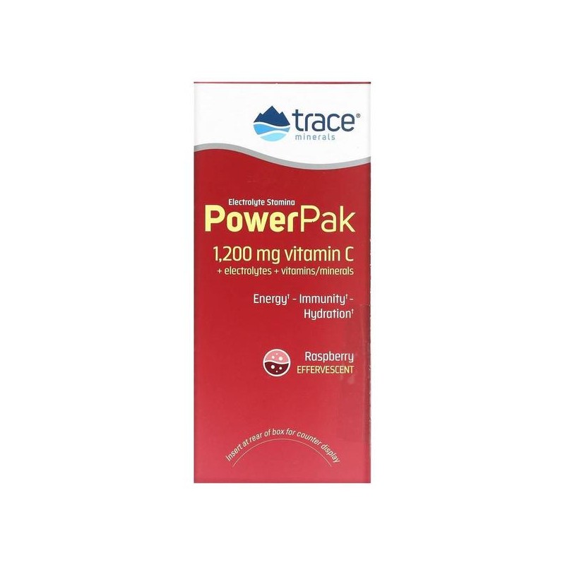 미국직구 Trace Minerals 트레이스미네랄 파워팩 1200mg 비타민C 라즈베리맛 5.1g 30봉