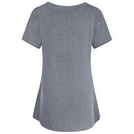 MISS FORTUNE Yoga Clothes for Women Short Sleeve Workout Tunic Tops Activewear Quick Dry Tennis Shirts Crew Neck Soft Comfy Grey L