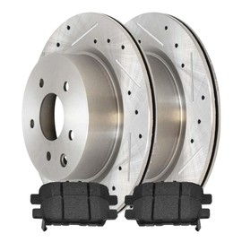 AutoShack Rear Brake Kit Replacement for Nissan 370Z INFINITI G37 EX35 M35 M45 2007-2008 G35 V6 Drilled & Slotted Zinc Coated Disc Brake Rotors Ceramic Brakes Pads 12.11" (307.7mm) BRKPKG002763