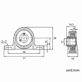 Kadimendium KP001 12mm Pillow Block Bearings Flange Bore Auto Self Adjust Center Mounted Support Zinc Alloy Vertical Bearing