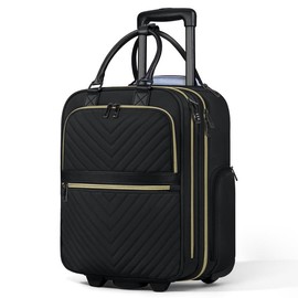 NUBILY Underseat Carry On Luggage with Wheels, 16-inch Airline Approved Luggage Lightweight Softside Underseater Travel Suitcases Durable Overnight Bag Rolling Carry-on Bag for Women Men - Color: Black