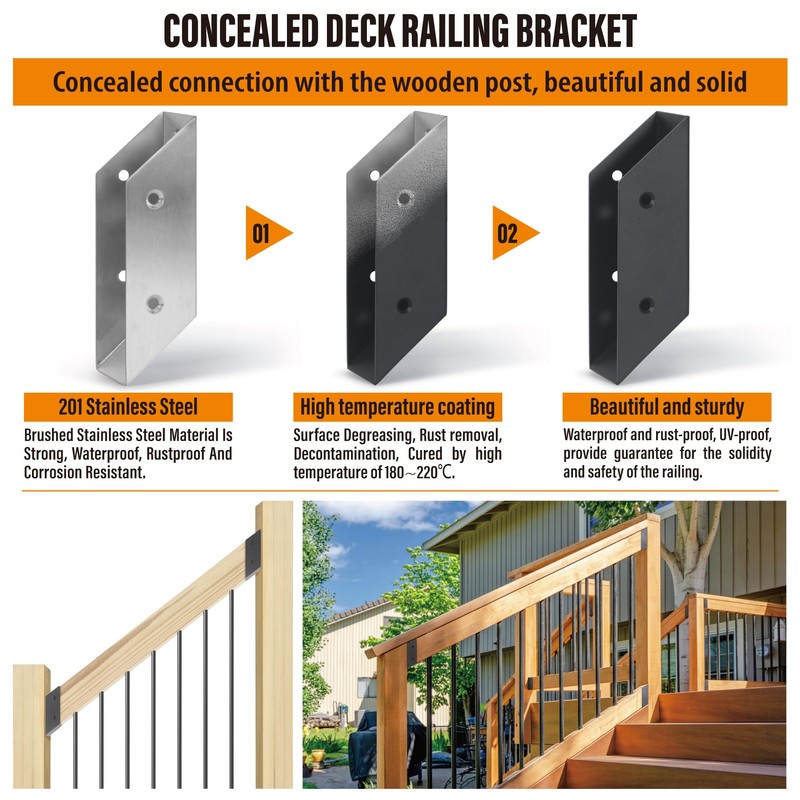 WOCEPU 37.5°Stair Angle Stainless Steel Deck Railing Brackets Connectors for