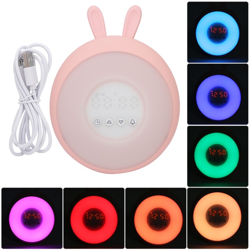 Cute Cartoon Silicone Lamp Bedroom LED Digital Touching Control Alarm