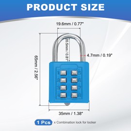 sourcing map Combination Padlock, 8-Digit Push Button Padlock 4-Position Locking Mechanism Security Combination Lock for Locker Gym Sports Locker Cabinet Toolbox (Lake Blue, Pack of 1)