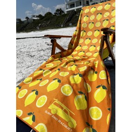 Surf and Racquet Towels, Quick Dry, Sand Resistant, Light Weight and Compact (Lemons Yellow and Orange, 78 x 35 Towel)