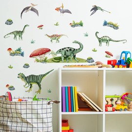 HOTIYOK Dinosaur Sticker Cartoon Animal Wall Sticker Stylish Pterosaurs Sticker DIY Wallpaper Wall Sticker Removable Wall Paper Art Boys Girls Bedroom Children Room Kindergarten Nursery Wall Sticker