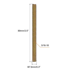 uxcell 8pcs Fully Threaded Rods 5/16x3-1/2 All Thread Studs Long Threaded Screw Carbon Steel for Furniture Garden Railing Mounting Assembly Fastening Frame Connection Colorful Zinc