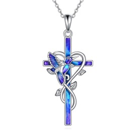 ONEFINITY Hummingbird Necklace for Women 925 Sterling Silver Cross Pendant Hummingbird Jewellery Gifts, No Gemstone