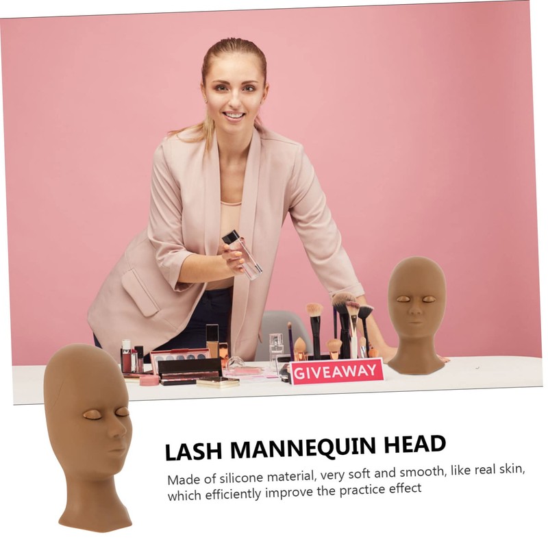 Healvian 1pc Training Mannequin Head with Replaceable Eyelids Realistic Makeup