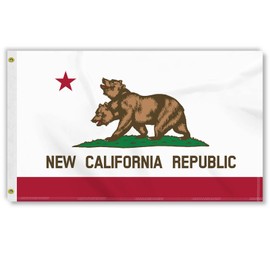 3×5 FT New California Republic Flag, Large 100D Two-Headed Bear Outdoor Banner,Two-Head Bear Doube Side Printing Decor For Patio Garden With Brass Gromment