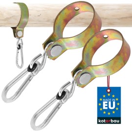 KOTARBAU® Set of 2 Swing Hooks 80 mm Round Wood Carabiner Hook Swing Clamp Hammock Attachment Swing Hook for Swing Hook Swing Suspension Attachment Yellow Galvanised