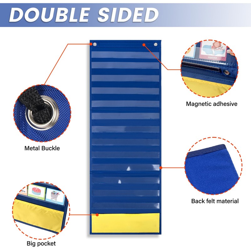 Large Visual Schedule Pocket Chart for Classroom Daily Schedule Board